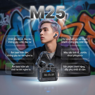 Tai Nghe M25 Bluetooth V5.3 Kết Nối Tốt Hơn, Tiếng Ồn Giảm Thiểu Và Thời Gian Sử Dụng 6 Giờ