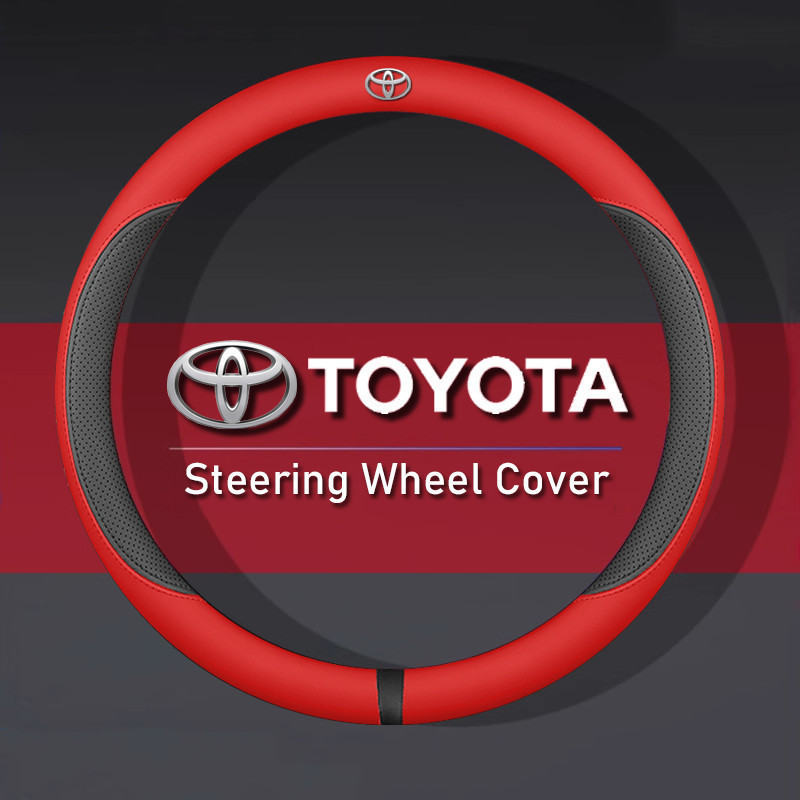 Vỏ bọc vô lăng bằng da sợi nhỏ màu đỏ chống trượt Vỏ lái thoải mái cho Toyota Yaris VIOS Corolla Viêm viêm Camry Prius Wigo Avanza Innova Fortuner Rush RAV4