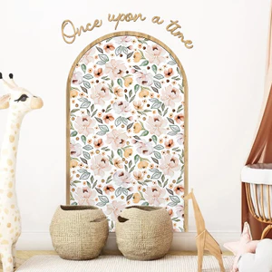 Decal Dán Tường Hình Cổng Vòm Bohemian - Miếng Dán Tường Hình Học Và Hoa Cỏ Nghệ Thuật - Đồ Decor Tự Dán Cho Tường Phẳng & Kính (Bộ 2 Tấm)