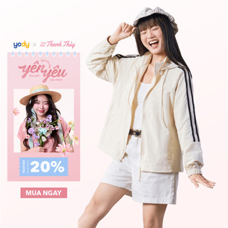 Áo khoác gió nữ YODY dáng rộng phối dây dệt cản gió, cản bụi, giữ ấm, trượt nước WCWC25F014