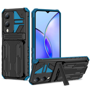 Dành Cho Vivo Y17s Ốp điện thoại Cứng Có Chân Đế Đựng Thẻ Nhiều Màu Vỏ Bảo Vệ Chống Rơi