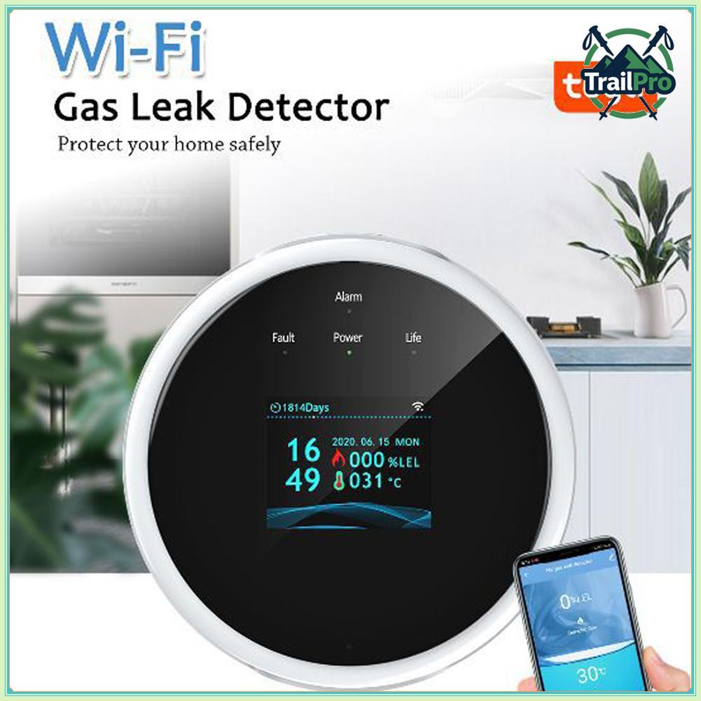 TrailPro Tuya Wifi Tự Nhiên Cảm Biến Khí Gas Máy Dò Báo Động Khí Dễ Cháy Thông Minh Gia Đình Cảm Biến Rò Rỉ Gas Tương Thích Với Amazon Alexa Assistant