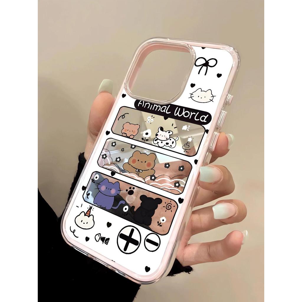 Animal World Graph cho 16 trường hợp iPhone 17Air 3 trong 1 bezel 14 13 11Pro