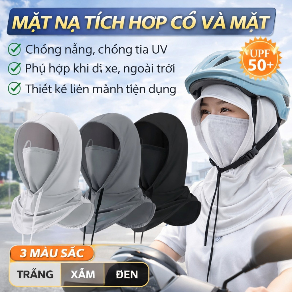 ❤️Chính Hãng❤️Mặt nạ chống nắng/mặt nạ tích hợp cổ và mặt/ mũ bảo hiểm xe đạp chống tia UV/Mặt nạ đạp xe/Mũ Trùm Đầu Kèm Khẩu Trang đa năng Nam Nữ/Cotton Thời Trang Nam Nữ/Chống nắng Mặt nạ lụa băng