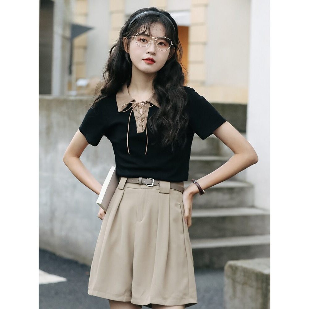 Mutu Ren-Up Polo Sang Trọng, Thiết Kế Niche Hot Girl, Tay Ngắn Phù Hợp Mùa Hè