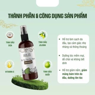 Xịt Dưỡng Tóc MOC AN 120ml Chiết Xuất Vỏ Bưởi Da Xanh & Dừa Non cho Tóc Mượt và Khỏe.
