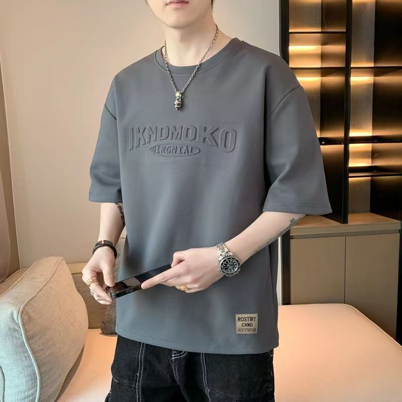 Áo thun nam ngắn tay, mùa hè 2026 thương hiệu hợp thời trang mới, quần áo nam nửa tay lụa băng dáng rộng
