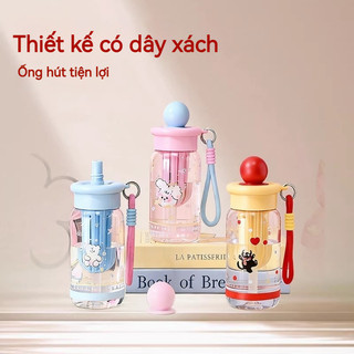 Cốc Nước Hoạt Hình Dễ Thương, Cốc ống Hút, Dung Tích Lớn 500ml, Cốc Nước Tiện Lợi Cho Học Sinh