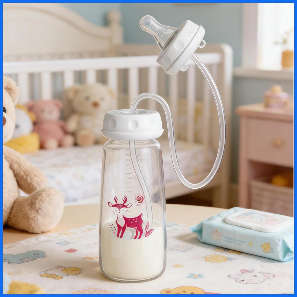 Bình Trẻ Em 240ml Silicone Chống Rò Rỉ Với Núm Vú Ống Hút Chống Dính Bình Sữa Sippy Cup Cho Bé Trai Bé Gái junlavn
