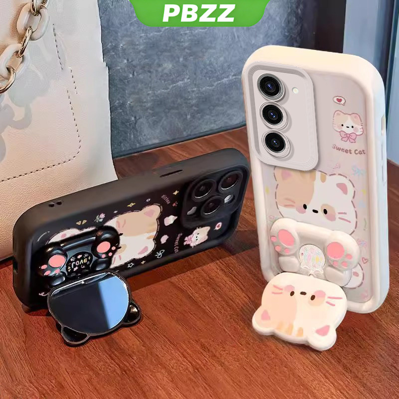 Ốp Lưng Cho samsung s20 ultra s20 plus samsung s20 Fe samsung s20 Vỏ Điện Thoại Vỏ Mềm Silicon Chống Sốc Thiết Kế Mới Thẩm Mỹ Mèo Hoạt Hình Có Giá Đỡ Cho Gương JTMMZJ01
