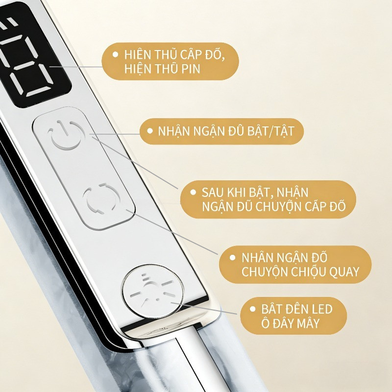 Máy mài móng cầm tay, đi kèm 11 đầu mài, 3 tốc độ, tích hợp đèn LED làm móng