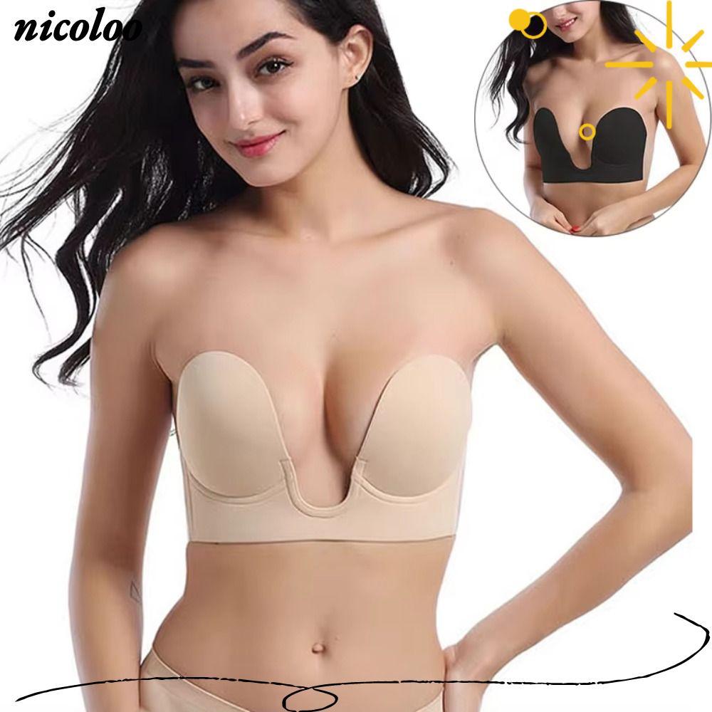 Áo ngực quây NICOLOO, Áo ngực tự dính silicon thoáng khí, Đồ lót đẩy lưng gợi cảm có thể tái sử dụng