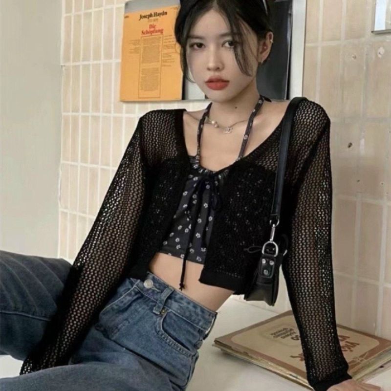 ÁO KHOÁC LƯỚI CARDIGAN CỘT DÂY PHONG CÁCH ĐÁNH CÁ MÙA HÈ LQC822 - Sam botique
