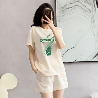 Bộ Trang Phục Thể Thao Thường Ngày, Trang Phục Nữ Mùa Hè, Rộng Rãi Giảm Tuổi Quần Short áo Ngắn Tay Dáng Dài Cỡ Lớn