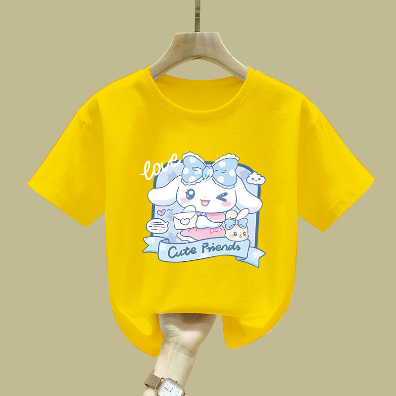 Cinnamoroll Dễ Thương Bạn Bè Đồ Họa Áo In Hình Nhân Vật Dễ Thương Cổ Tay Ngắn Top Hợp Thời Trang Kawaii Thời Trang Để Mặc Hàng Ngày