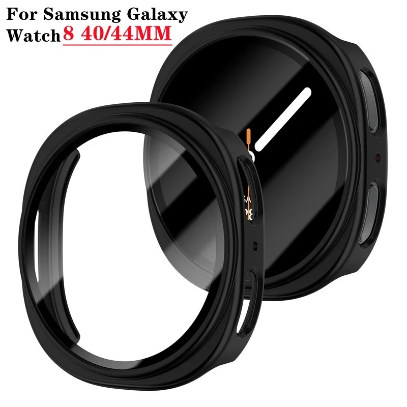 Ốp Bảo Vệ Chống Sốc PC Cho Samsung Watch8 Kính Cường Lực + PC Dành Cho Samsung Galaxy Watch 8 40mm 44mm Đồng Hồ Thông Minh Bảo Vệ Cứng Vỏ Da