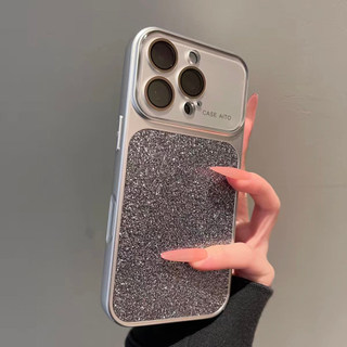 Kính Bảo Vệ Ống Kính Mạ Bạc Lấp Lánh Bột Ốp Lưng Điện Thoại iPhone 17Promax 17Pro 14 15 16 Pro Max 13 Chống Sốc Nữ Vỏ Di Động