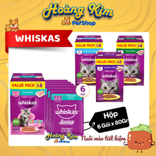 [Hộp 6 gói] Pate Cho Mèo Whiskas 80g - Hộp 6 gói hãng Tiết kiệm