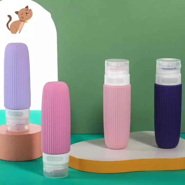 Chai du lịch cho đồ vệ sinh, Hộp đựng kích thước du lịch 3oz Chống rò rỉ Phụ kiện du lịch bằng silicon lỏng có thể bơm lại cho dầu gội Dầu xả Lotion