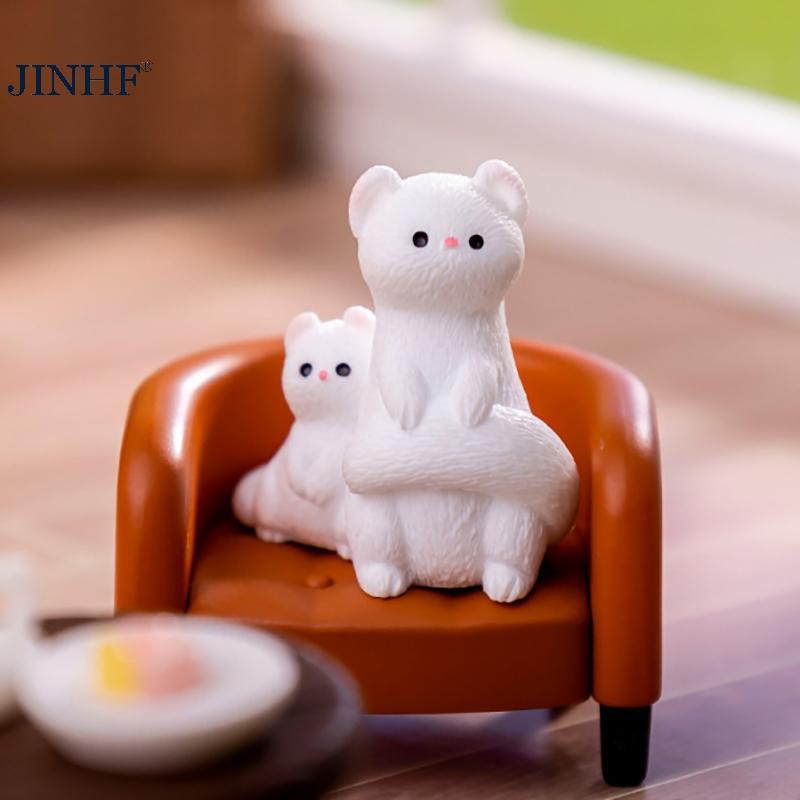 JINHF Hoạt Hình Dễ Thương Mini Ferret DIY Trang Trí Nhà Cửa Máy Tính Để Bàn Kawaii Thu Nhỏ Các Bức Tượng Nhỏ Trang Trí Phụ Kiện Thủ Công Trẻ Em Quà Tặng HOT
