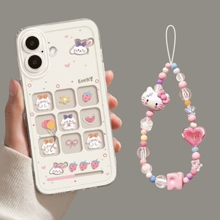 Dễ Thương Thỏ Dâu Tây Trường Hợp Điện Thoại Cho iPhone 17 16 15 14 13 12 11 Pro Max X XR XS Max 7 8 Plus SE2020