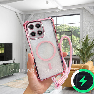 Thích hợp cho Honor X6A X6B X8 4G X6A X8A X8B X8C Vỏ điện thoại bốn góc chống rơi trong suốt mềm dây tay 0037
