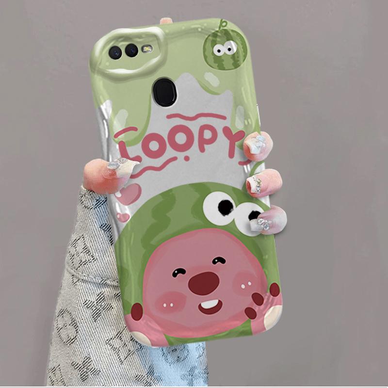 Ốp Silicon Hoạt Hình Cho OPPO A5S A7 A12 F9 F9 Pro Phụ Kiện 3D Vỏ Điện Thoại Mềm Loopy Chống Sốc Ốp Lưng