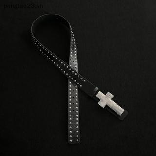 Thắt lưng chữ thập bằng kim loại đính đá phong cách tối Gothic Punk