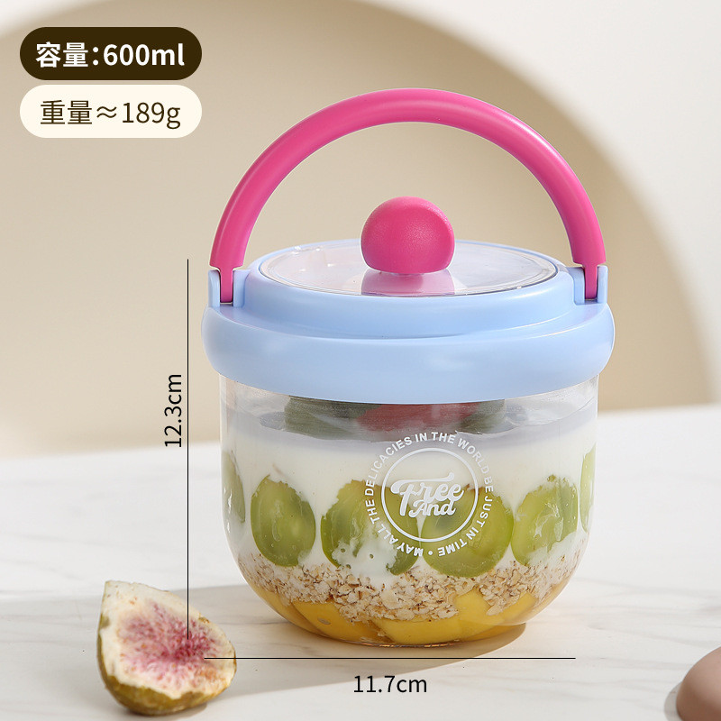Cốc sữa chua nắp kèm thìa, dùng cho salad yến mạch/trái cây, tiện mang đi làm