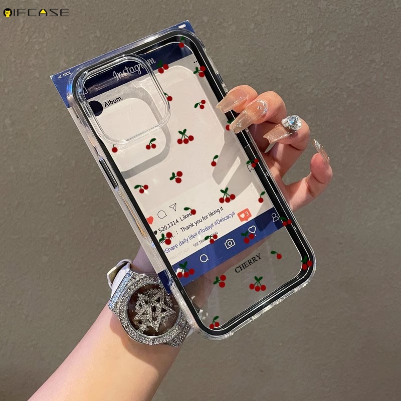 Dành Cho Samsung Galaxy S26 S25 Edge S24 FE S23 Plus S22 Ultra S26 + S25 + S24 + S23 + Ốp Điện Thoại 2 Trong 1 Trái Cây Anh Đào Màu Đỏ Dễ Thương Đơn Giản Màu Đen Trong Suốt Vỏ Mềm