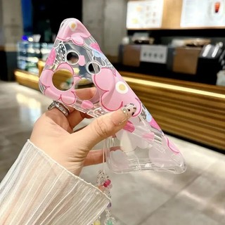 Ốp Lưng Cho OPPO Reno 15 14 13 12 11 Pro 15F 14F 13F 12F 11F 5G 8T Vỏ Bướm Hoa Có Dây Đeo Cổ Tay Dây Xích Dễ Thương Mềm Bảo Vệ Camera TPU Trong Suốt