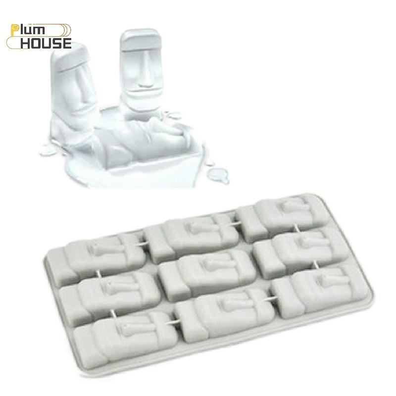 PlumHOUSE Đảo Phục Sinh Moai Tượng Đá Khay Đá Đá Viên DIY Khuôn Pudding Thạch Khuôn VN