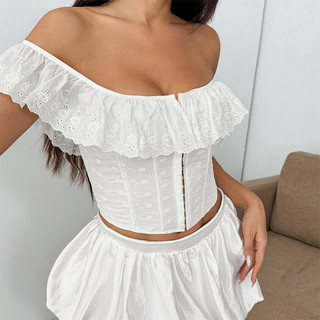 Nova-Áo một vai gợi cảm dành cho nữ, Áo Vest ngọt ngào kiểu Pháp cổ điển, Áo treo xù thời trang và dễ thương