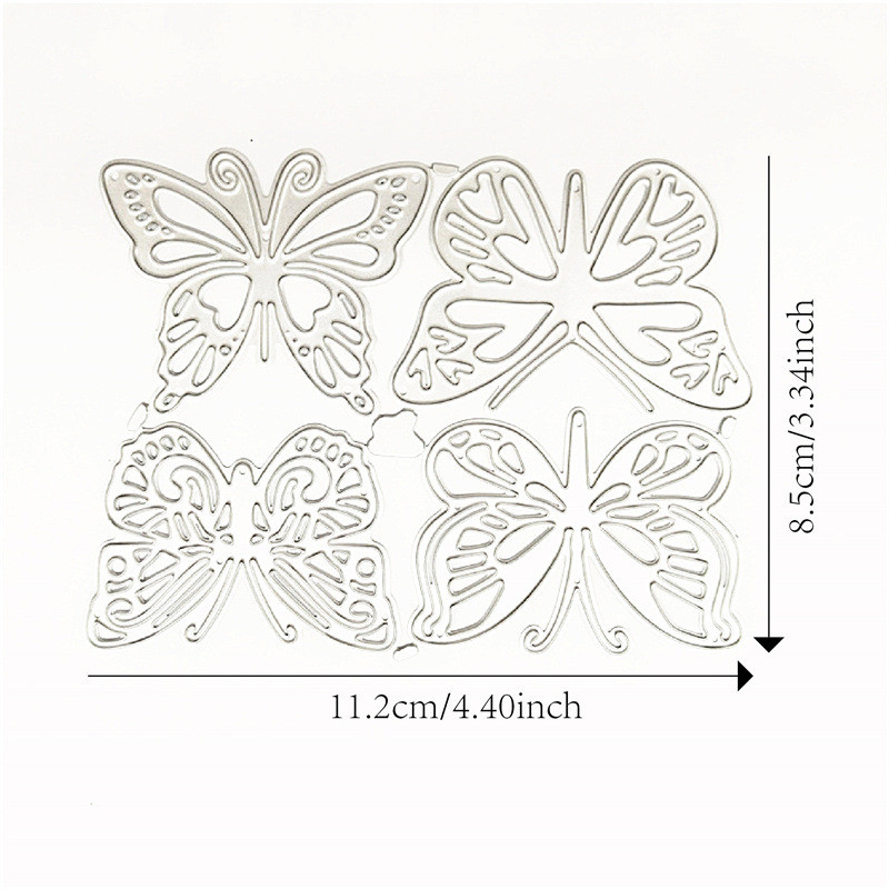4 Bướm Kim Loại Thép Carbon Cắt Khuôn Thêu Sò Dập Nổi Khắc Mẫu DIY Album Ảnh Thiệp Chúc Mừng Cắt Chết Giấy Thủ Công Dụng Cụ