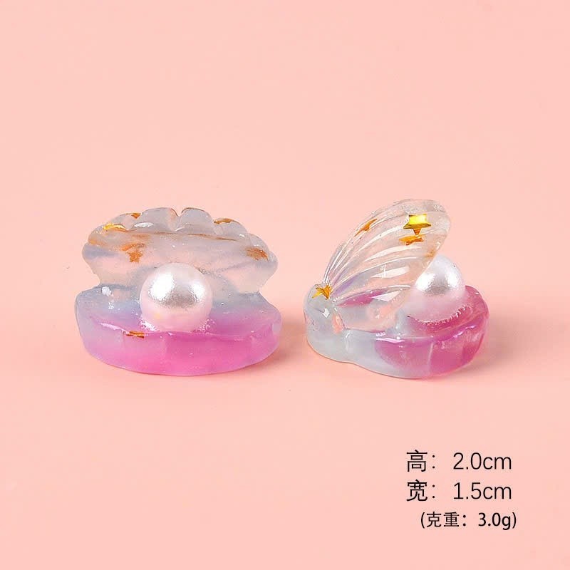 Set Charm Vỏ Sò Ngọc Trai Pastel Trong Suốt Lấp Lánh Phong Cách Đại Dương Mermaid Trang Trí Dép Cute Xinh