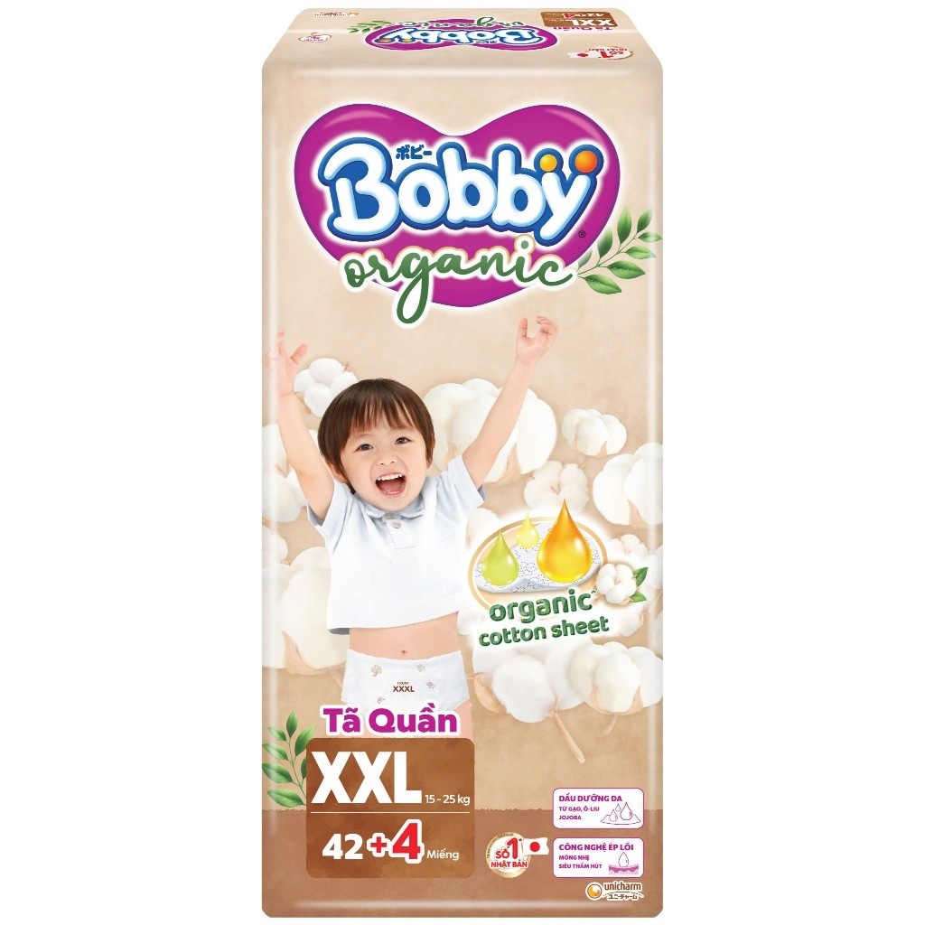 ✨ Tã Bỉm Bobby Ultra+, Premium Soft, Organic Ngày, Đêm  - Bỉm quần, Size NB, S, M, L, XL, XXL, 3XL