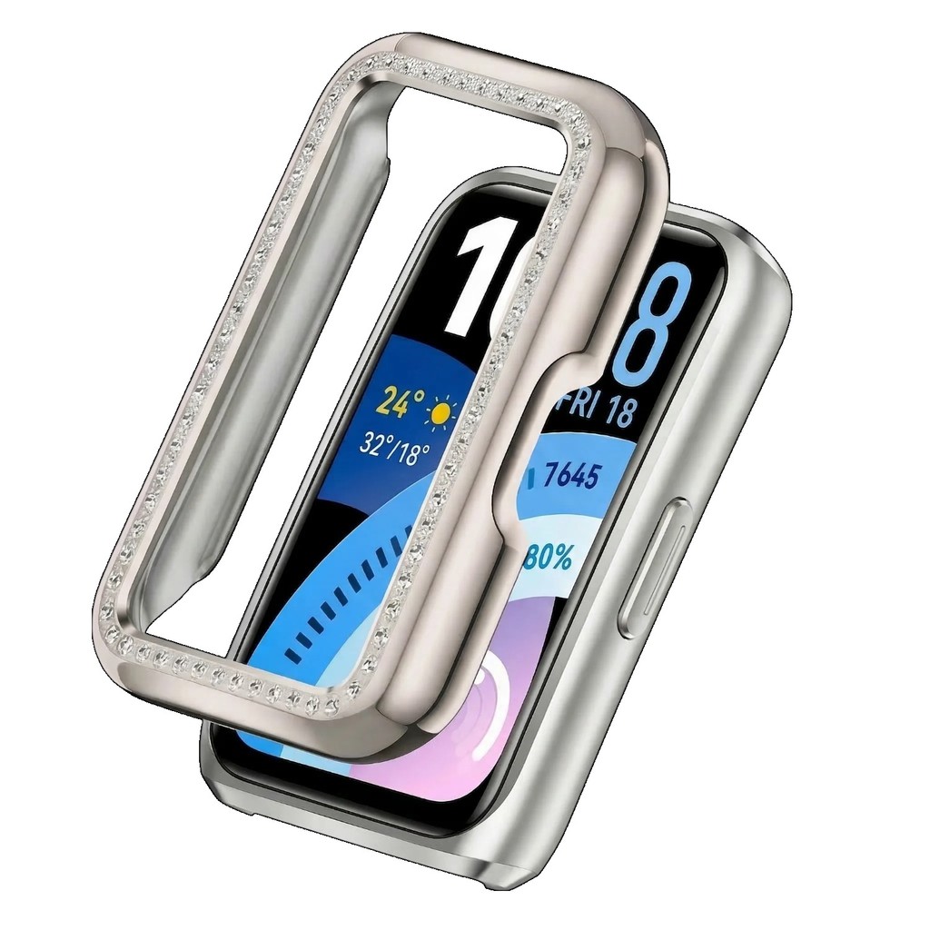 Vỏ kim cương Bling cho Huawei Band 11 10 9 8 Vỏ bảo vệ PC cứng Ốp lưng cho Huawei Band 11Pro Bảo vệ