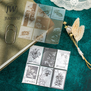 JIANWU Hoa Du Lịch Series Vintage Thực Vật Tem Hoa Hóa Đơn Phong Cảnh Chất Liệu Cắt Dán Sáng Tạo DIY Tạp Chí Văn Phòng Phẩm