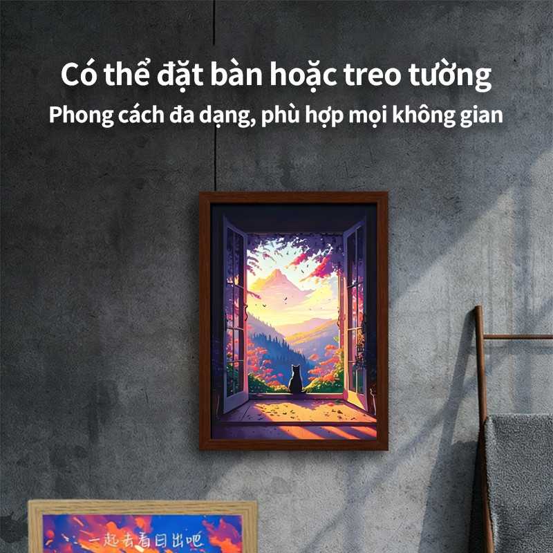 Tranh đèn Led chill để bàn, đèn ngủ decor phòng ngủ, quà tặng lễ tết, phong cảnh đẹp