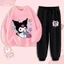 Bộ áo Hoodie và quần in hình hoạt hình Kuromi dành cho trang phục thể thao thông thường dành cho trẻ em