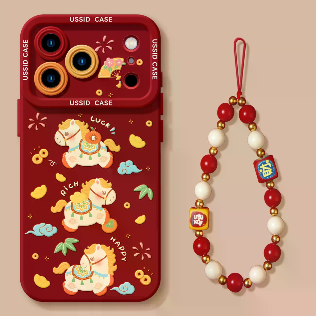 Ốp Điện Thoại Fortune Pony Thích Hợp Cho iPhone17ProMax Chống Sốc Thích Hợp Cho iPhone16Pro Vỏ Bảo Vệ