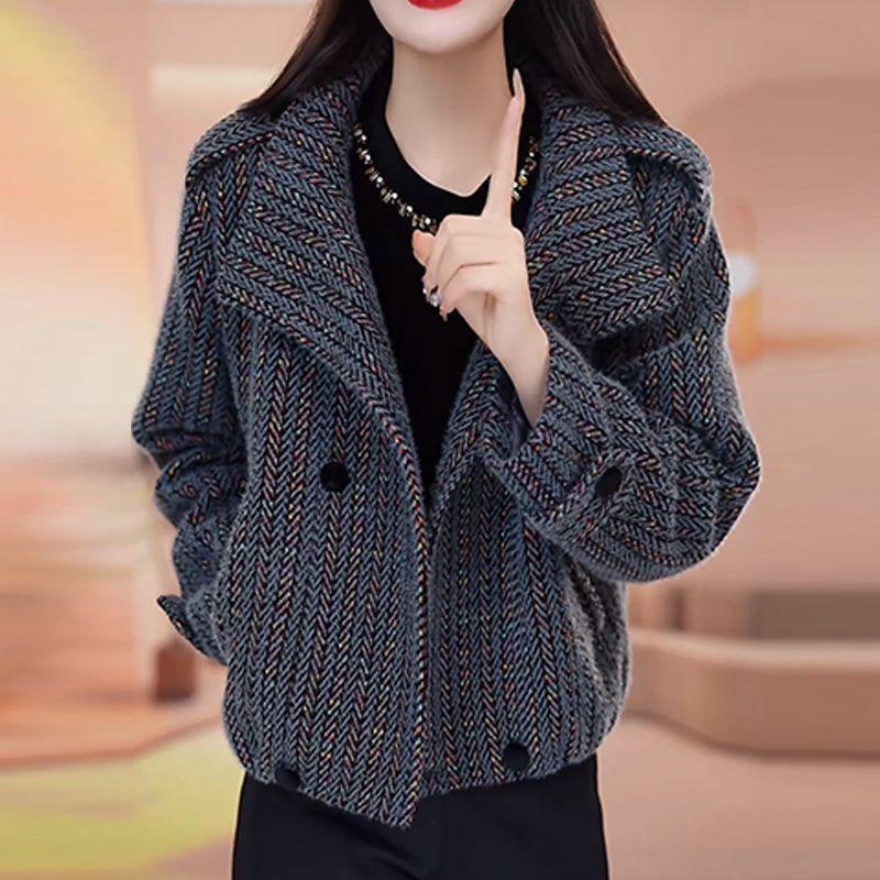 VN 2023 Thu Đông Phong Cách Mới Áo Khoác Nữ Thoải Mái Rời Thời Trang Bảo Vệ Toàn Diện Áo Cardigan Ngắn Chất Lượng Cao