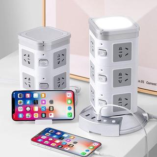Ổ cắm bàn văn phòng Sạc điện thoại di động USB có bảo vệ quá tải Dải nguồn dọc Bảng dây đèn ngủ đa chức năng QNPU