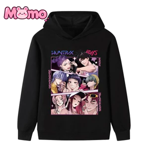Kpop Demon Hunters Họa Tiết Anime In Hình Bé Trai Và Bé Gái Cùng Phong Cách Có Mũ Trùm Đầu Đa Năng Áo Dài Tay