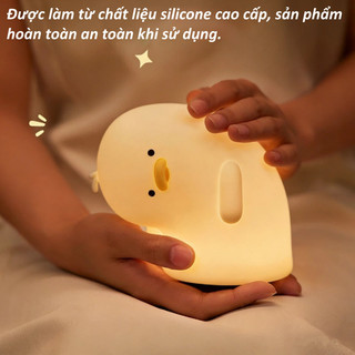 【BabyJoy】Đèn ngủ silicon hình vịt,ánh sáng dịu nhẹ,sạc USB cảm ứng chạm,Độ sáng có thể điều chỉnh