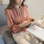 Áo sơ mi voan nữ tay dài phong cách Hàn Quốc, màu trơn, thiết kế tay rời đèn lồng