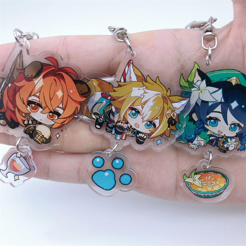 Game Impact Dori Dainsleif Kaedehara Kazuha Tighnari Xiao Keychain Badge Accessories Anime