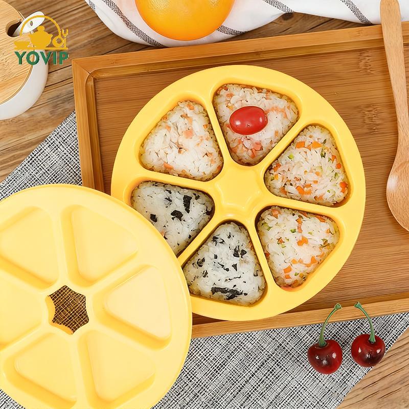 YOVIP 6 trong 1 Khoang Tam Giác Khuôn Sushi Máy Làm Cơm Máy Làm Sushi Khôngsti Dụng Cụ Nhà Bếp Hộp Bento Đồ Dùng Bữa Ăn Cho Rong Biển Cilantro Cơm Bóng VN
