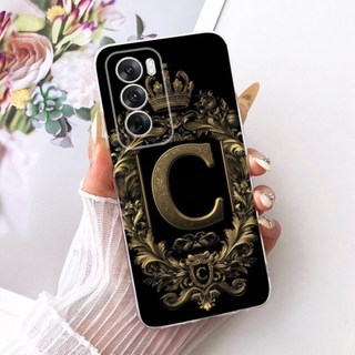 Dành Cho Oppo Reno 12 5G Ốp Lưng CPH2625 Chữ Cái Ban Đầu Thời Trang Vương Miện Mềm Silicon Mỏng Bảo Vệ Cho Reno12 Pro CPH2629 Vỏ