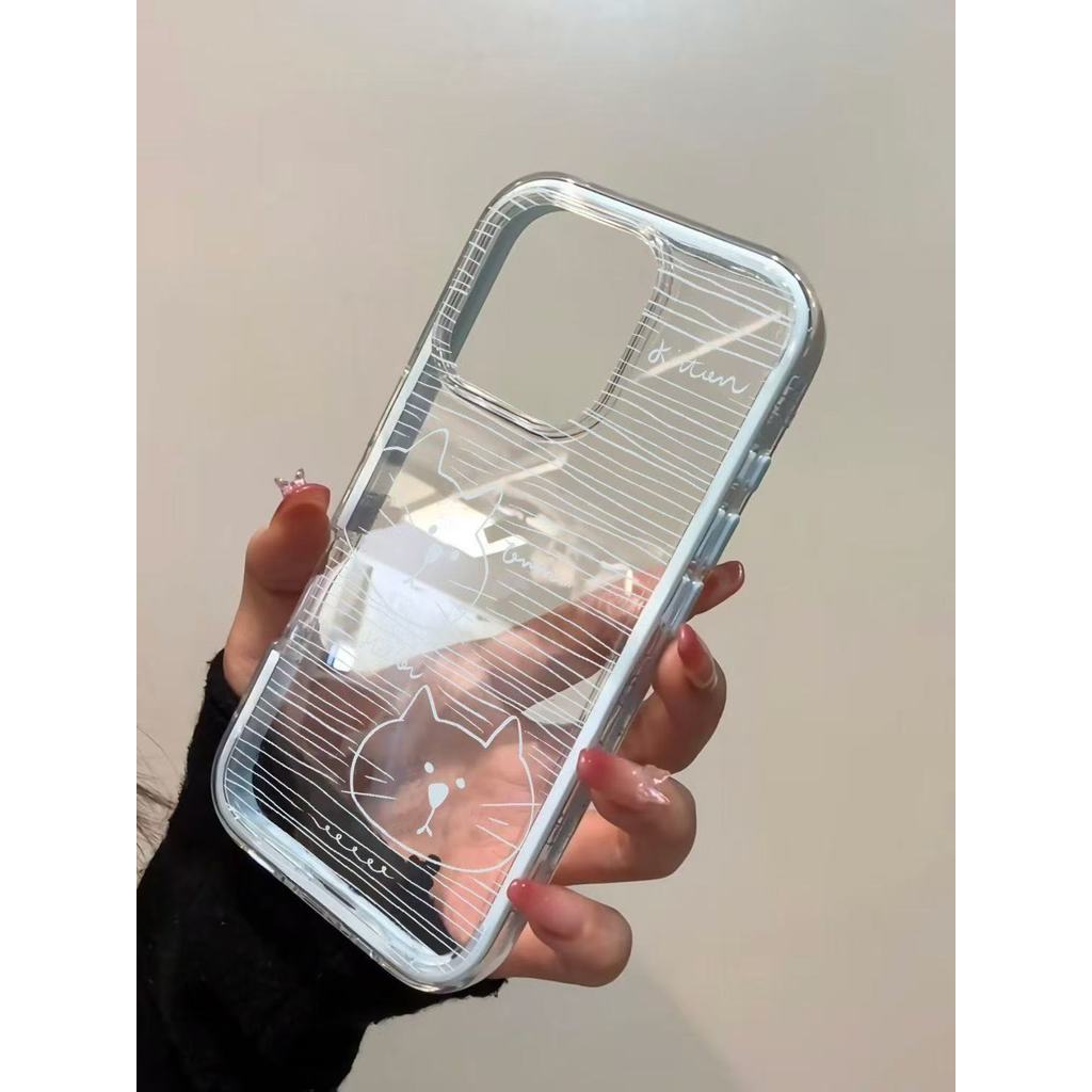 Đường nét mèo phù hợp với vỏ điện thoại 17pro/13, iPhone 16/14 nữ, 15/12 pro/ ba trong một, mẫu mới đáng yêu
